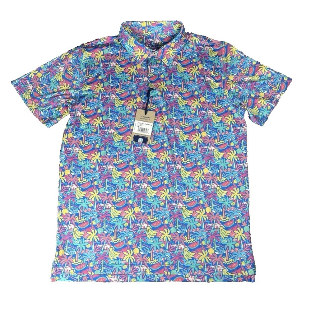 Chubbies Performance 2.0 Golf Polo Mens Size Medium M The Tropical Bunch NWT